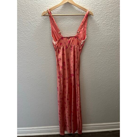 Wild Fable Pink Satin Floral Lace Maxi Slip Dress XXS Y2K Coquette Romantic - Picture 4 of 5